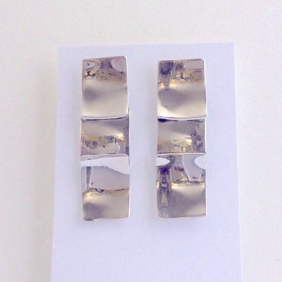 Vintage ArtDeco Sterling Silver Earrings, 925 Mexico - Picture 2 of 5